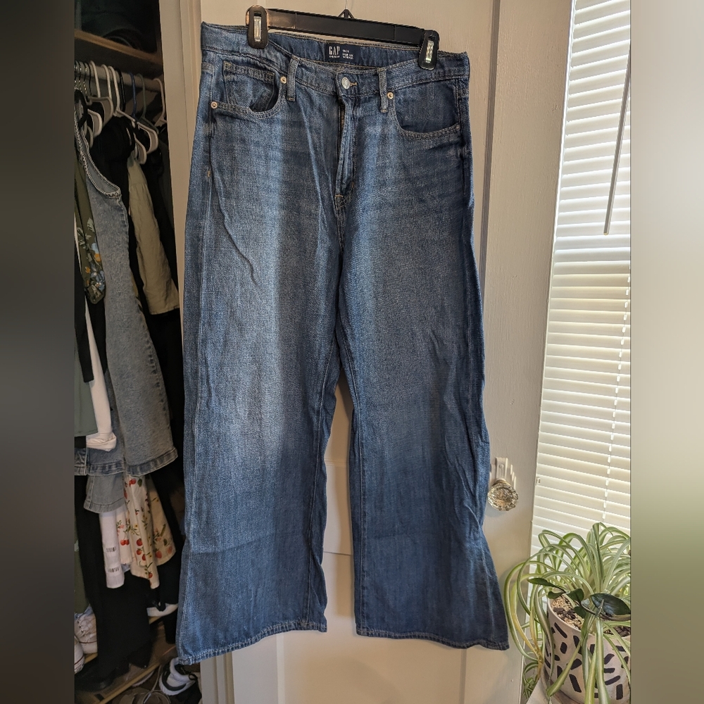 GAP Denim High Rise Wide-Leg Jeans - Blue 12s/31s